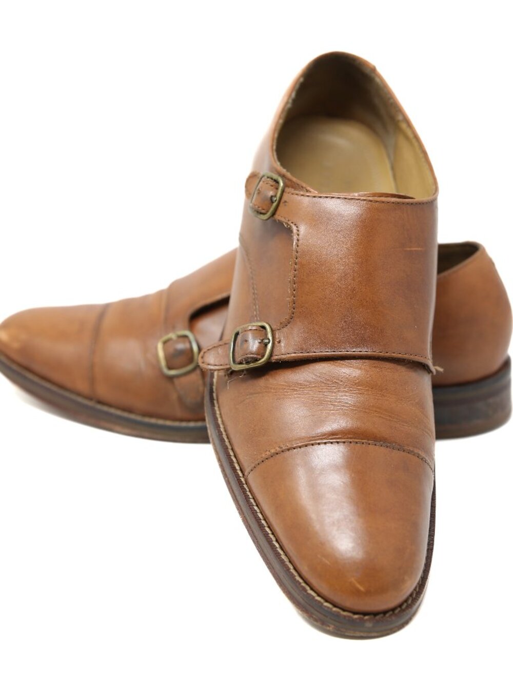 Cole Haan Signature Grand OS Double Monk Strap Mens Size 8.5 M Brown Brogue Shoe